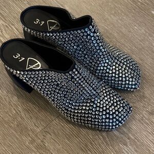 3.1 Phillip Lim Navy Crystal Embellished Heels